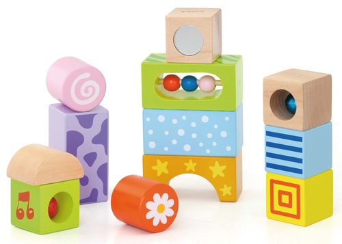 12 קוביות עץ מוזיקליות מעץ