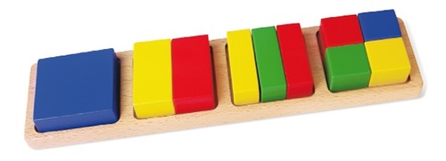 לבני לימוד חשבון ושברים 10 חלקים + מגש עץ