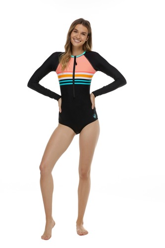 חליפת גלישה/שחייה   CORAL REEF CHANEL CROSS-OVER PADDLE SUIT - CACTUS - BLACK