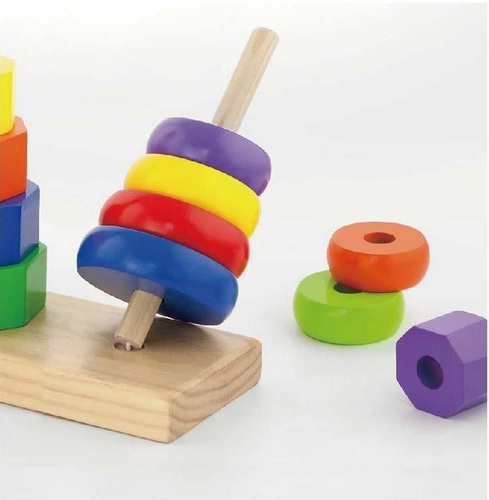 שלושה מגדלי בניה והשחלה גיאומטרים צבעוניים 26 חלקים