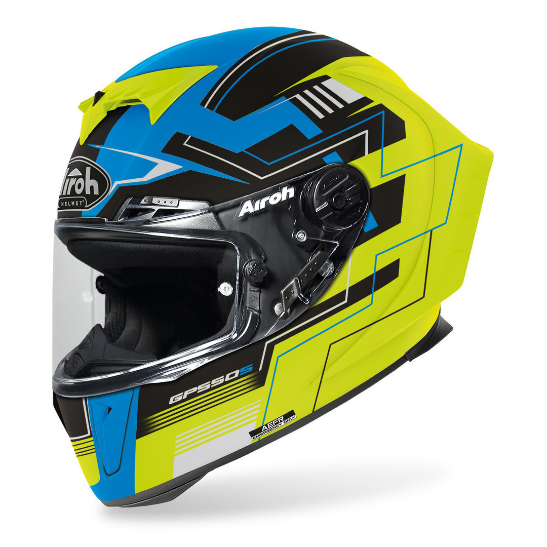 קסדת אירו מלאה כחול / צהוב - AIROH GP550 S CHALLENGE