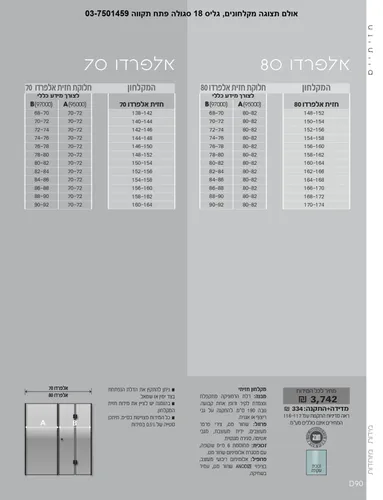 זכוכית מחוסמת תקנית, מקלחון חזית אלפרדו 80 סניטק שחור.