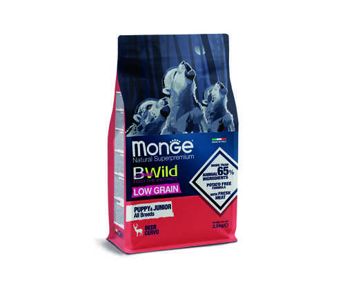 מונג פפי מזון יבש לכלב בטעם צבי 2.5 ק"ג / BWild - LOW GRAIN