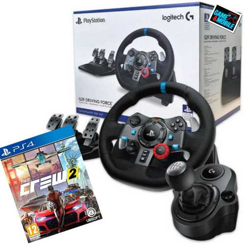 LOGITECH DRIVING FORCE G29+ SHIFTER + GAME THE CREW 2 PS4 הגה