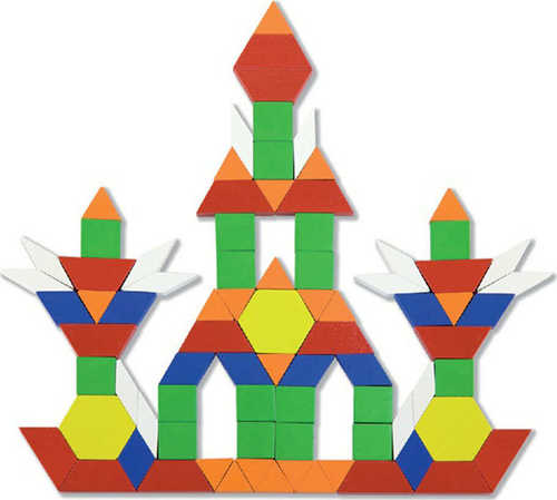 250 קוביות עץ צבעוניות צורות גיאומטריות