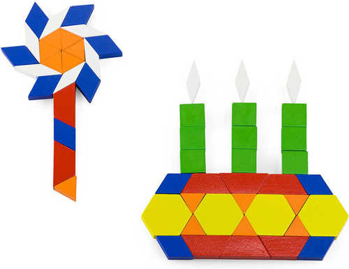 250 קוביות עץ צבעוניות צורות גיאומטריות