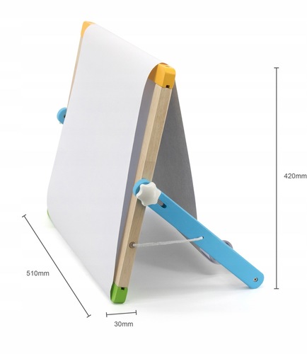 לוח ציור וכתיבה לימודי, מגנטי, דו צדדי + 65 מגנטים ואביזרים נוספים