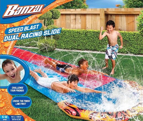 מגלשת מים כפולה עם מסלול רטוב Splash Sprint באורך 4.8 מטר