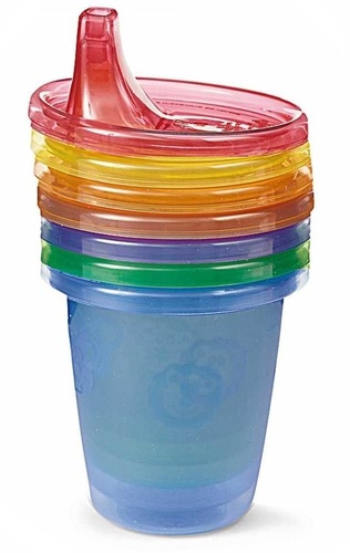 רביעיית כוסות פלסטיק עם מכסה מונע נזילות 300 מ