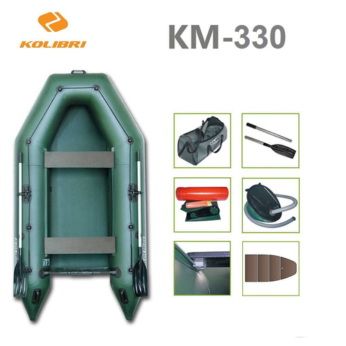 סירה מתנפחת מגומי ירוקה לדייג קוליברי KOLIBRI KM330