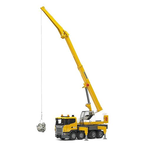 משאית סקניה עם מנוף ליבר ועם אור וצליל 03570 – BRUDER
