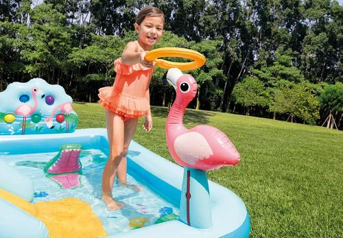 בריכת פעילות לילדים אינטקס עם מגלשה, טפטפות מים, כדורים וטבעת מתנפחת מהיבואן הרשמי - ג'ונגל