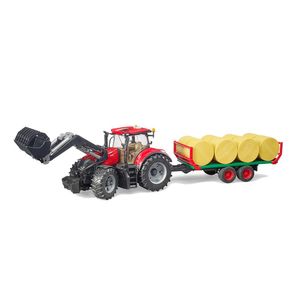 טרקטור כף + עגלה עם בלות - BRUDER Case IH Optum 300 03198