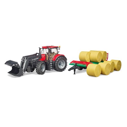 טרקטור כף + עגלה עם בלות - BRUDER Case IH Optum 300 03198