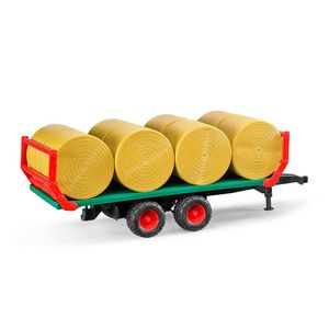 עגלה לטרקטור כולל בלות חציר עגולות - BRUDER 02220