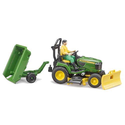 ג'ון דיר טרקטור מכסחת דשא עם גנן ועגלה - BRUDER TRACTOR JOHN DEERE 62104
