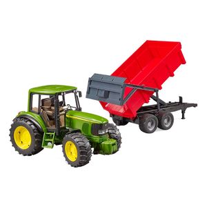 טרקטור ג’ון דיר + עגלה אדומה - 020576 Bruder John Deere Tractor 6920 With Trailer