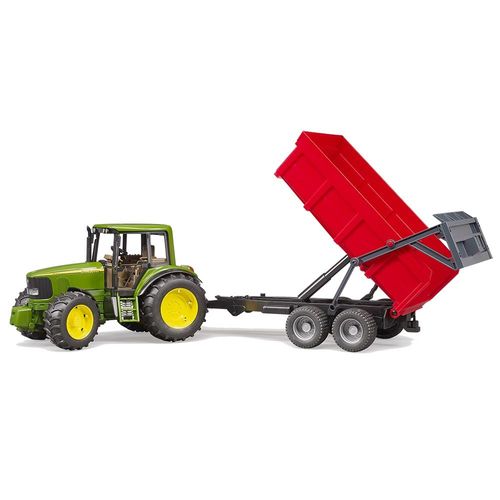 טרקטור ג’ון דיר + עגלה אדומה - 020576 Bruder John Deere Tractor 6920 With Trailer