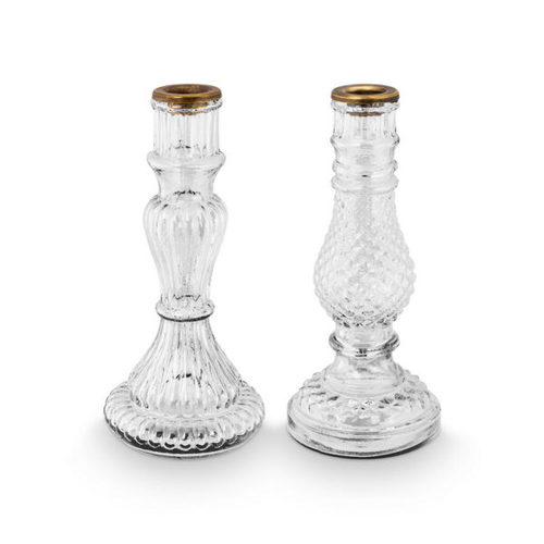 סט 2 פמוטי זכוכית Home deco שקוף