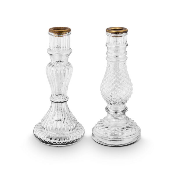סט 2 פמוטי זכוכית Home deco שקוף