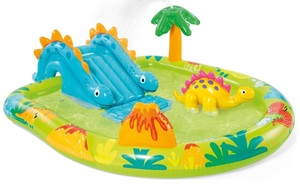 בריכת פעילות לילדים עם מגלשה, מזרקה ובובת דינוזאור 57166