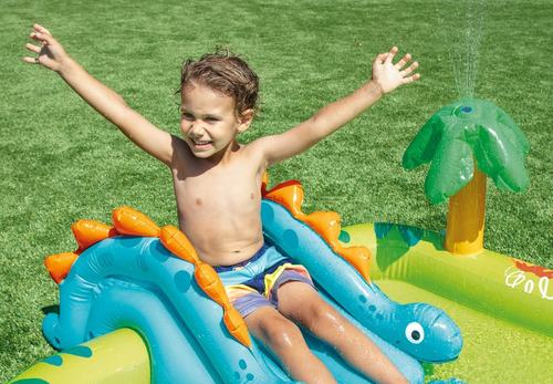 בריכת פעילות לילדים עם מגלשה, מזרקה ובובת דינוזאור 57166