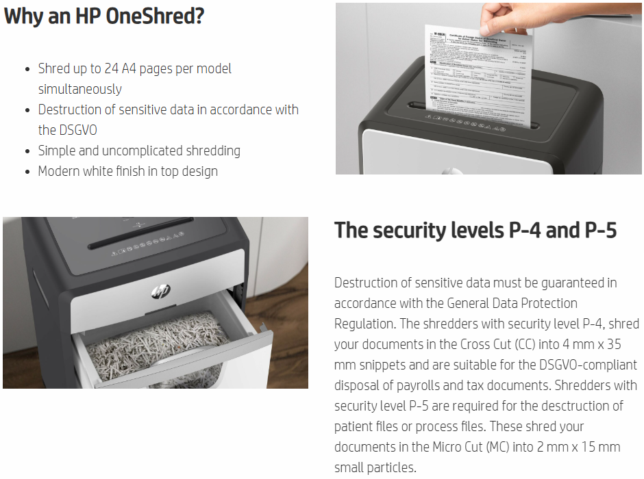 אודות מגרסות HP OneShred
