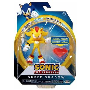בובת סוניק עם אביזר - SONIC THE HEDGEHOG 4" FIGURE MODERN SUPER SHADOW W/ CHAOS EMERALD WAVE 4