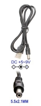 כבל חשמל טעינה USB  5.5*2.1 