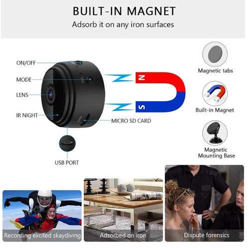 מצלמת מיני לצפיה מרחוק WIFI איכות HD דגם: CAMERA10HD