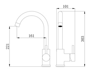 ברז פרח נמוך פיה מסתובבת ניקל מוברש 1206CB סיוון אופיר