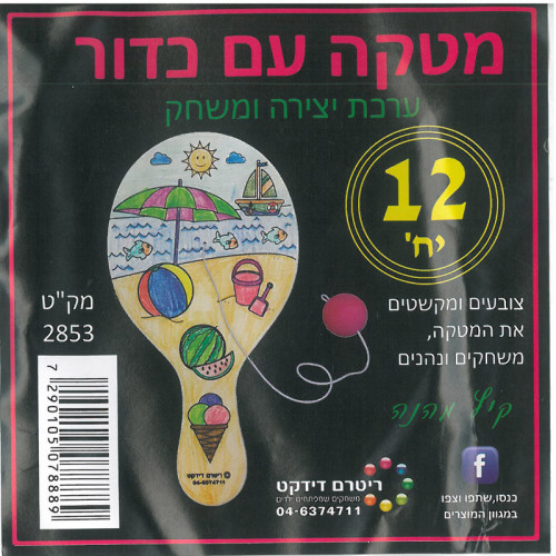 12 מטקה מעץ לצביעה + כדור/ריטרם
