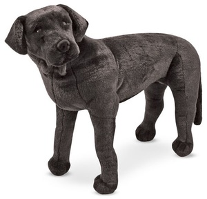 בובת כלב לברדור שחור בגודל טבעי 76.2 ס"מ