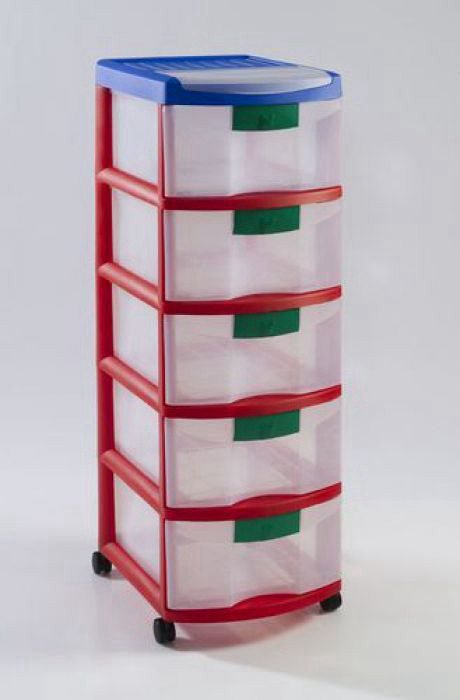 ארגונית חמש מגירות עמוקות צבעוני - כתר