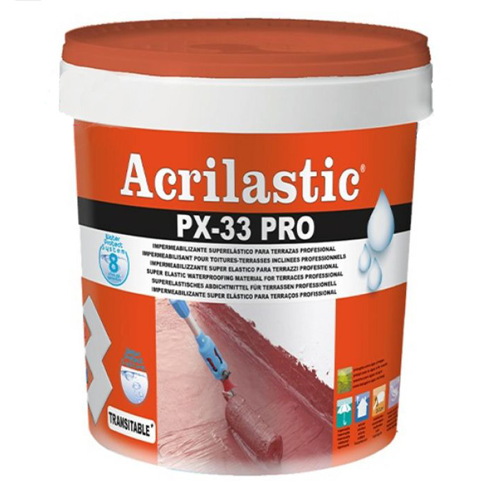 חומר אלסטי לאיטום וחידוש גגות | פח PX-33 PRO Acrilastic 15L