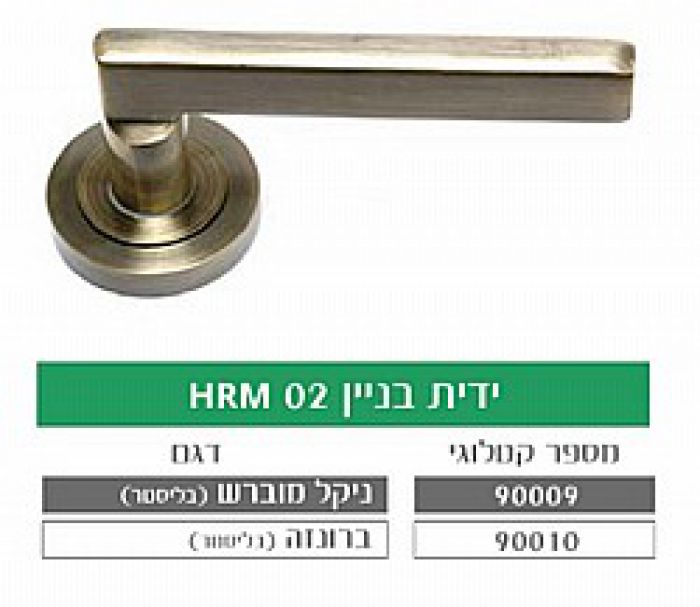 ידית בניין HRM02 ניקל מוברש רוזטה מרובעת