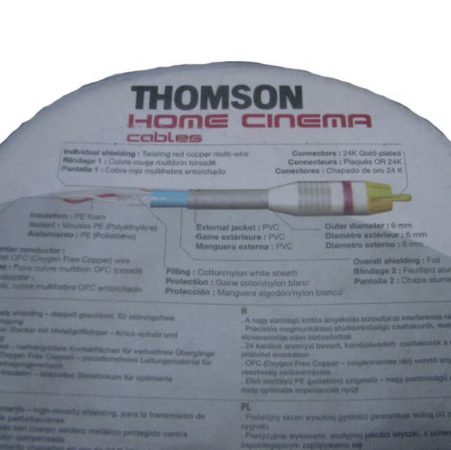 כבל RCA סטריאו לסאונד איכותי במיוחד באורך 3 מטר Thomson Home Cinema