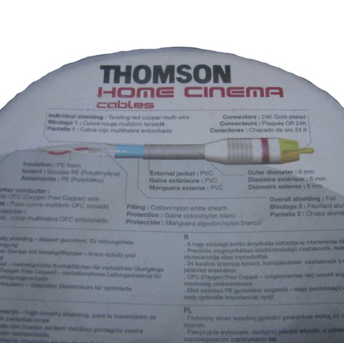 כבל RCA סטריאו לסאונד איכותי במיוחד באורך 3 מטר Thomson Home Cinema