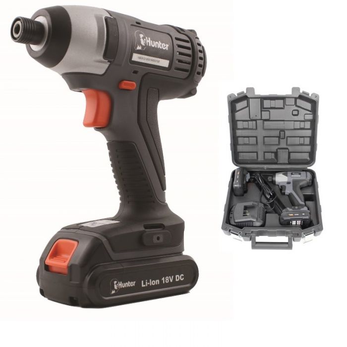 מברגה אימפקט ליתיום 18V במזוודה Hunter