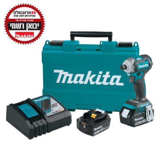 מברגת אימפקט נטענת בראשלס (ללא פחמים) DTD153RME 18V עם שתי סוללות ומטען מהיר במזוודה מתוצרת מקיטה Makita יבואן רשמי