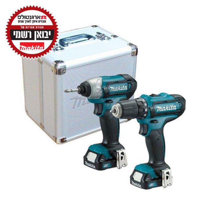 סט מברגה / מקדחה + אמפקט CLX224SX 12V TD110D + DF333D כולל 2 סוללות 1.5AH ומטען מתוצרת Makita מקיטה יבואן רשמי