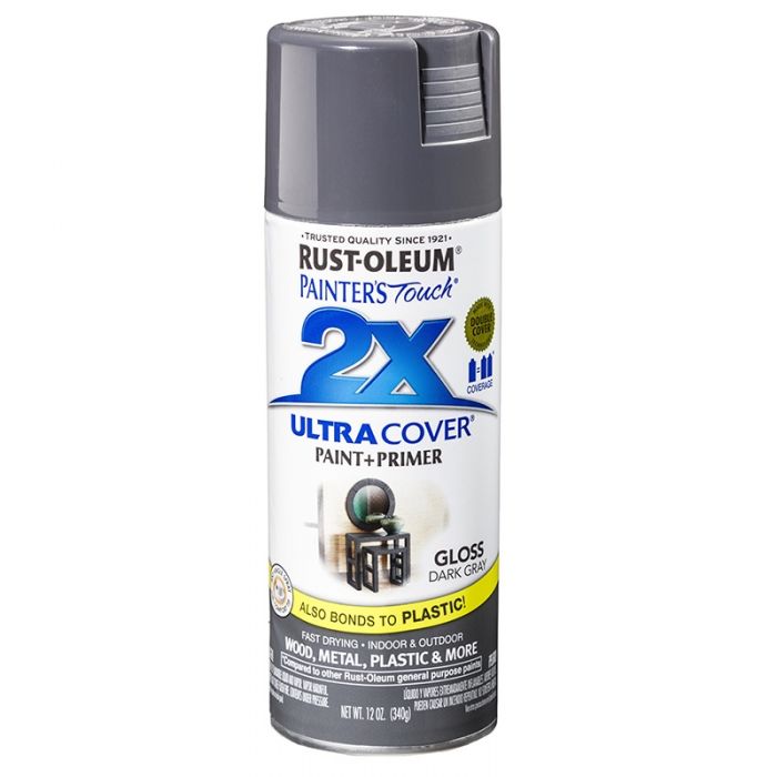 ספריי צבע 2X אפור כהה מבריק RUST-OLEUM