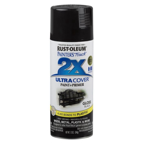 ספריי צבע 2X שחור מבריק RUST-OLEUM