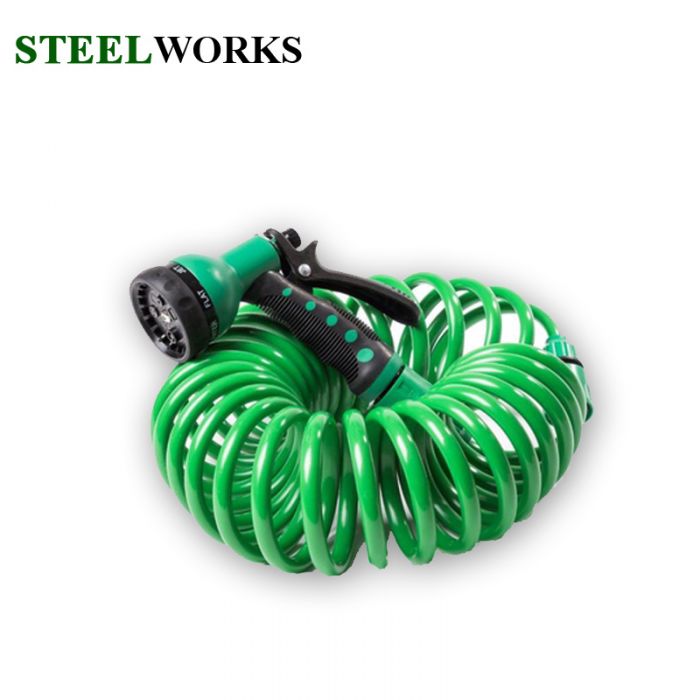 קיט אקדח השקיה & צינור ספירלי 15 מטר מקצועי Steelworx סטיל וורקס מק"ט 76213