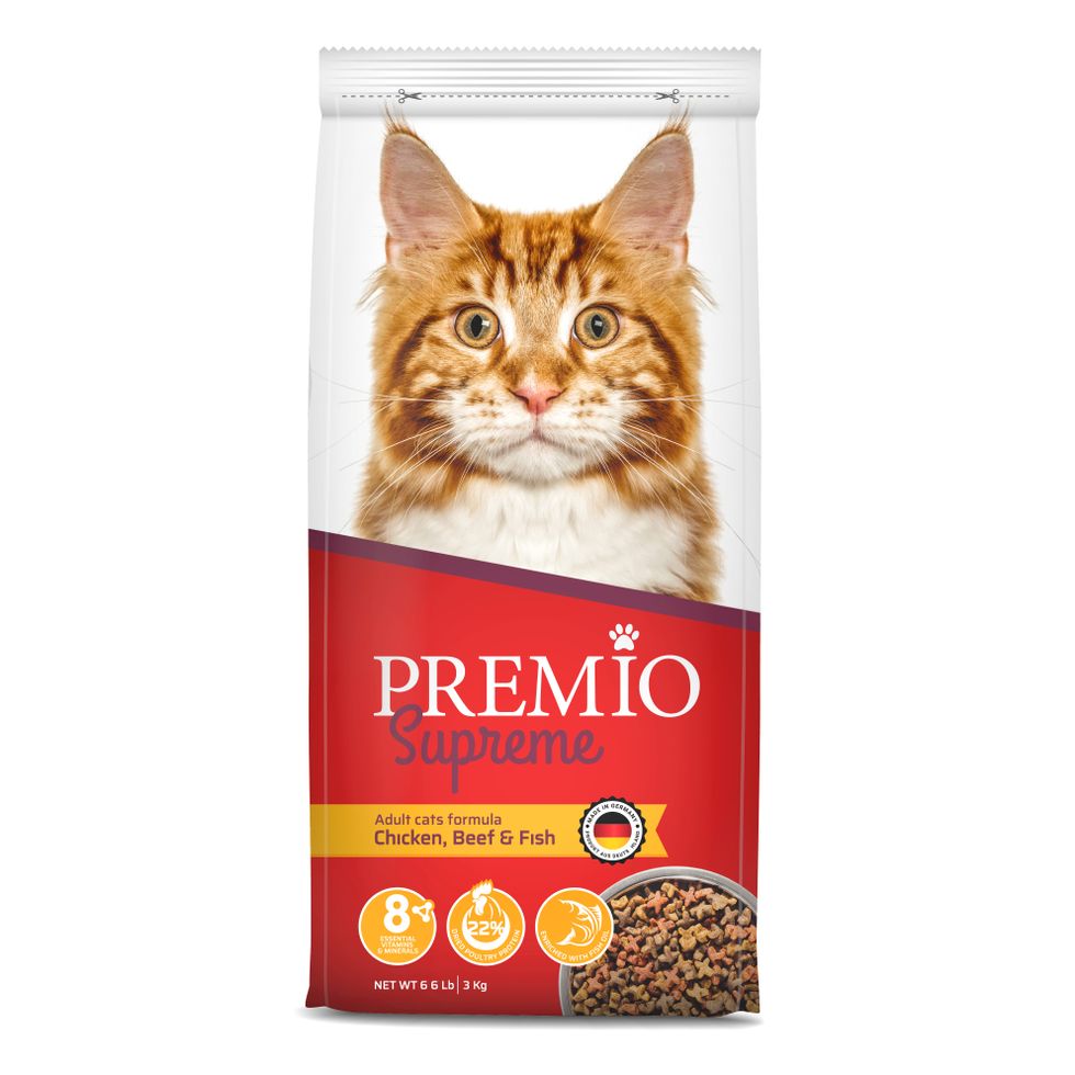 מזון יבש לחתול פרמיו מיקס עוף בקר ודגים 1.5 ק"ג - premio