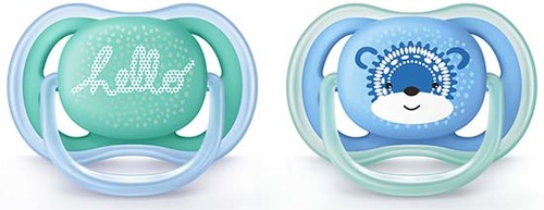 זוג מוצצי סיליקון לבנים 6-18 חודשים Avent Ultra Air - צבע כחול/ירוק