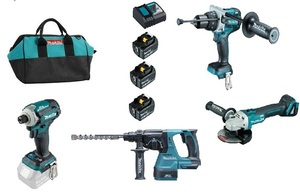 סט 4 כלי עבודה ללא פחמים 18V מבית מקיטה DLX4170GX1 MAKITA