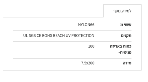 חבק (אזיקון) Nylon66 לבן 7.5x200 