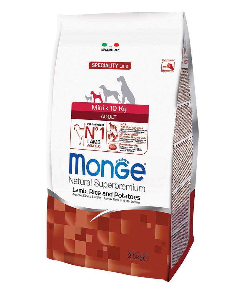 מונג מיני לכלב בוגר כבש אורז ותפו"א 2.5 קג Monge