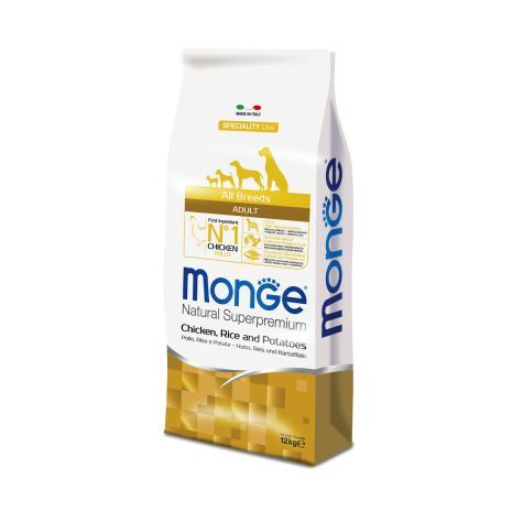 מונג׳ כלב בוגר עוף אורז ותפוחי אדמה 12 ק״ג Monge